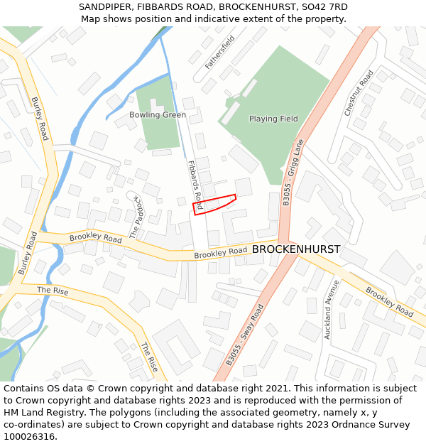 SANDPIPER, FIBBARDS ROAD, BROCKENHURST, SO42 7RD: Location map and indicative extent of plot