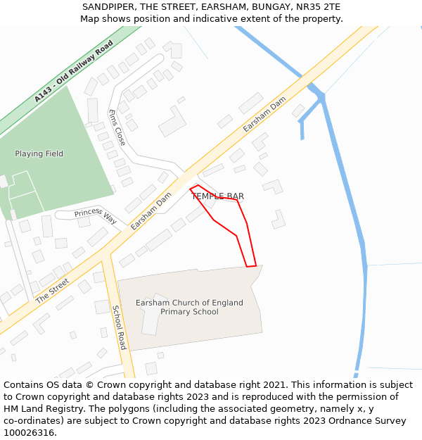 SANDPIPER, THE STREET, EARSHAM, BUNGAY, NR35 2TE: Location map and indicative extent of plot