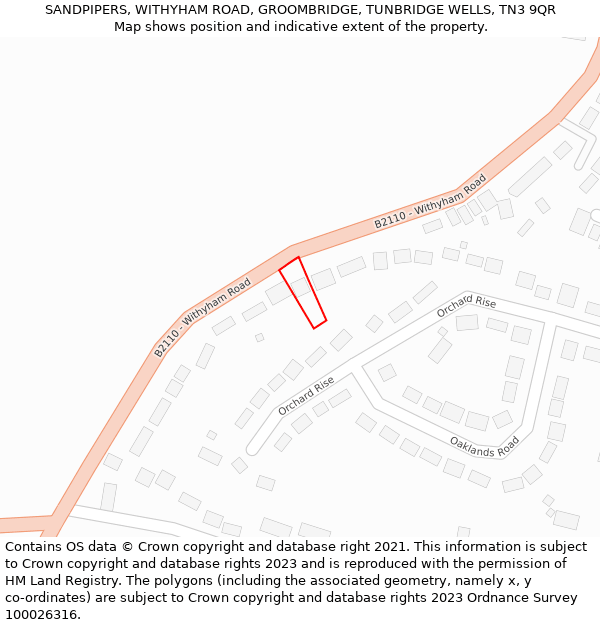 SANDPIPERS, WITHYHAM ROAD, GROOMBRIDGE, TUNBRIDGE WELLS, TN3 9QR: Location map and indicative extent of plot