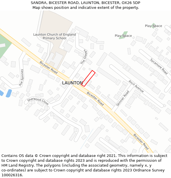 SANDRA, BICESTER ROAD, LAUNTON, BICESTER, OX26 5DP: Location map and indicative extent of plot