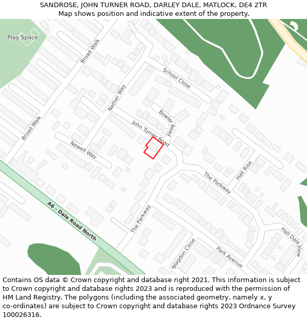 SANDROSE, JOHN TURNER ROAD, DARLEY DALE, MATLOCK, DE4 2TR: Location map and indicative extent of plot