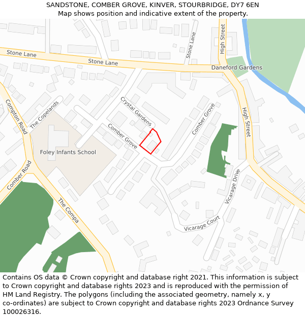 SANDSTONE, COMBER GROVE, KINVER, STOURBRIDGE, DY7 6EN: Location map and indicative extent of plot