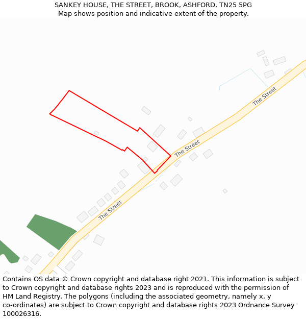 SANKEY HOUSE, THE STREET, BROOK, ASHFORD, TN25 5PG: Location map and indicative extent of plot