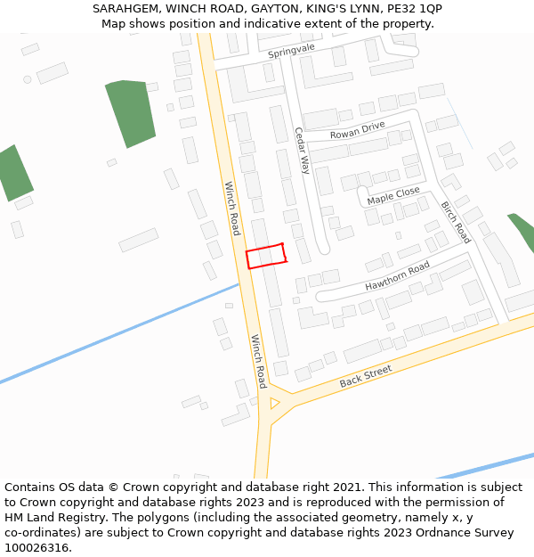 SARAHGEM, WINCH ROAD, GAYTON, KING'S LYNN, PE32 1QP: Location map and indicative extent of plot