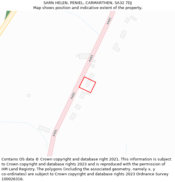 SARN HELEN, PENIEL, CARMARTHEN, SA32 7DJ: Location map and indicative extent of plot
