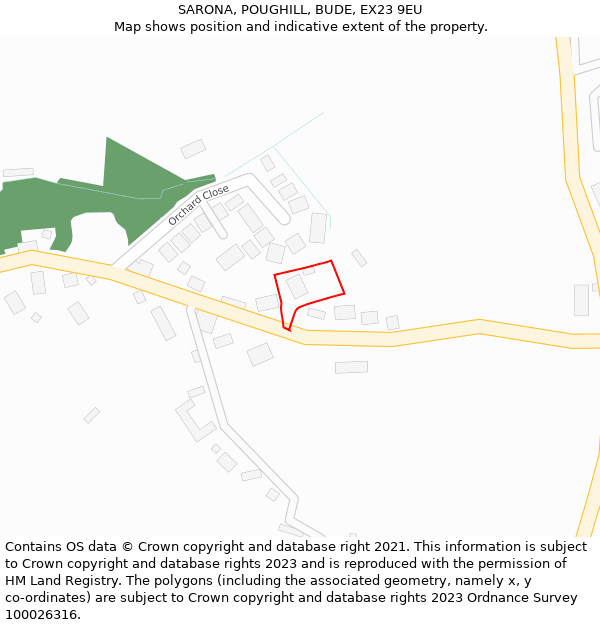 SARONA, POUGHILL, BUDE, EX23 9EU: Location map and indicative extent of plot