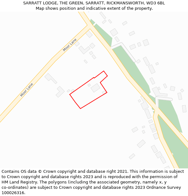 SARRATT LODGE, THE GREEN, SARRATT, RICKMANSWORTH, WD3 6BL: Location map and indicative extent of plot