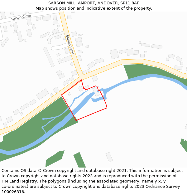 SARSON MILL, AMPORT, ANDOVER, SP11 8AF: Location map and indicative extent of plot