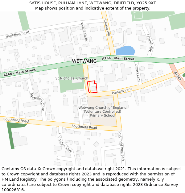 SATIS HOUSE, PULHAM LANE, WETWANG, DRIFFIELD, YO25 9XT: Location map and indicative extent of plot