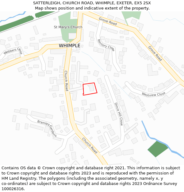 SATTERLEIGH, CHURCH ROAD, WHIMPLE, EXETER, EX5 2SX: Location map and indicative extent of plot