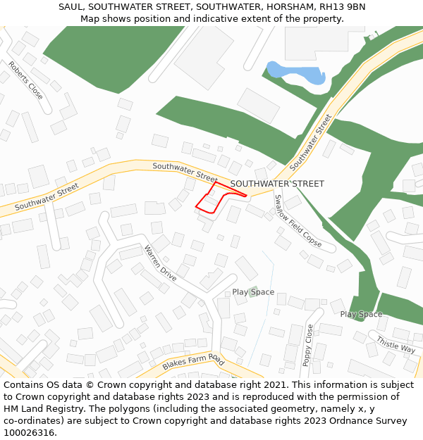 SAUL, SOUTHWATER STREET, SOUTHWATER, HORSHAM, RH13 9BN: Location map and indicative extent of plot