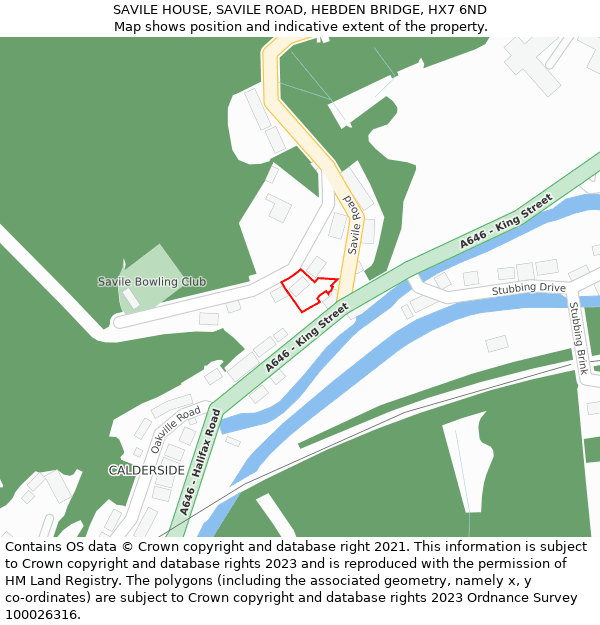 SAVILE HOUSE, SAVILE ROAD, HEBDEN BRIDGE, HX7 6ND: Location map and indicative extent of plot