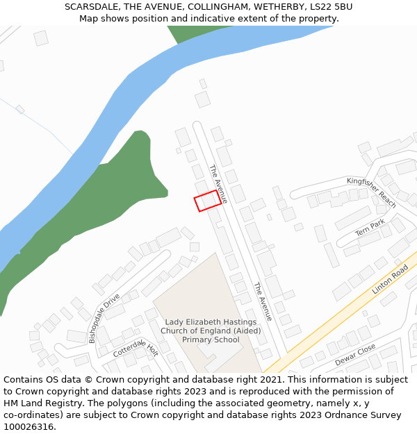 SCARSDALE, THE AVENUE, COLLINGHAM, WETHERBY, LS22 5BU: Location map and indicative extent of plot