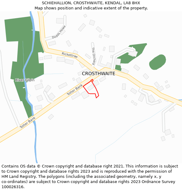 SCHIEHALLION, CROSTHWAITE, KENDAL, LA8 8HX: Location map and indicative extent of plot