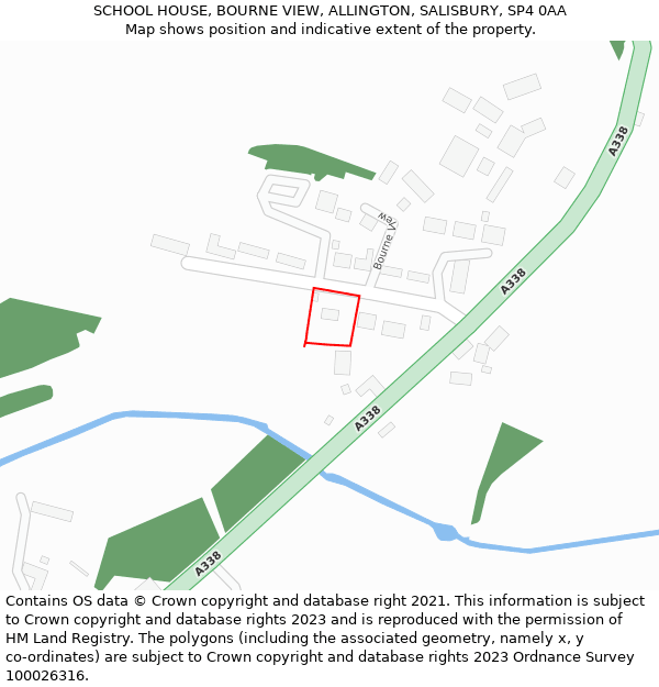 SCHOOL HOUSE, BOURNE VIEW, ALLINGTON, SALISBURY, SP4 0AA: Location map and indicative extent of plot