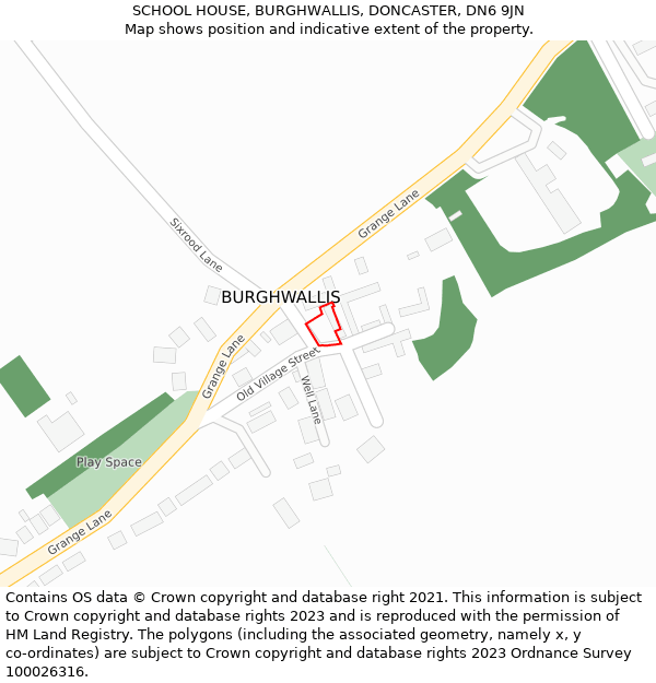 SCHOOL HOUSE, BURGHWALLIS, DONCASTER, DN6 9JN: Location map and indicative extent of plot