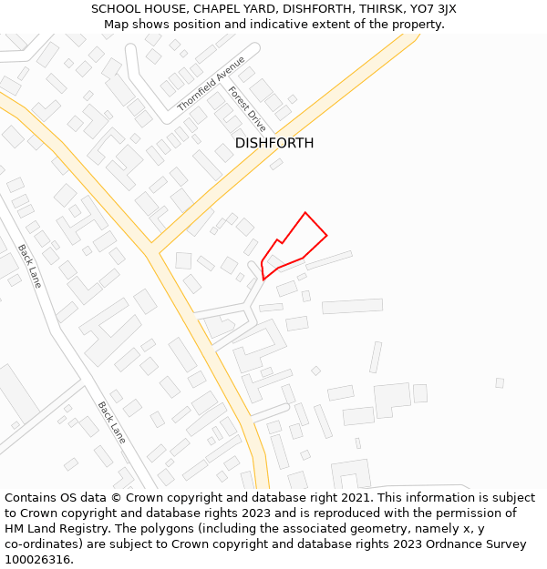 SCHOOL HOUSE, CHAPEL YARD, DISHFORTH, THIRSK, YO7 3JX: Location map and indicative extent of plot