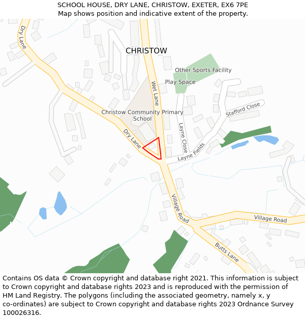 SCHOOL HOUSE, DRY LANE, CHRISTOW, EXETER, EX6 7PE: Location map and indicative extent of plot