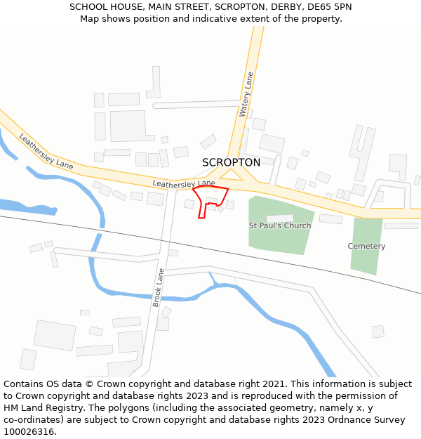 SCHOOL HOUSE, MAIN STREET, SCROPTON, DERBY, DE65 5PN: Location map and indicative extent of plot