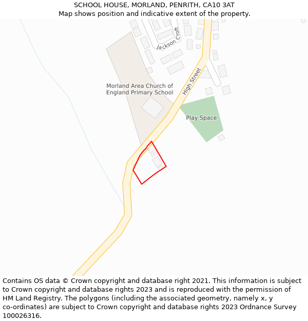 SCHOOL HOUSE, MORLAND, PENRITH, CA10 3AT: Location map and indicative extent of plot