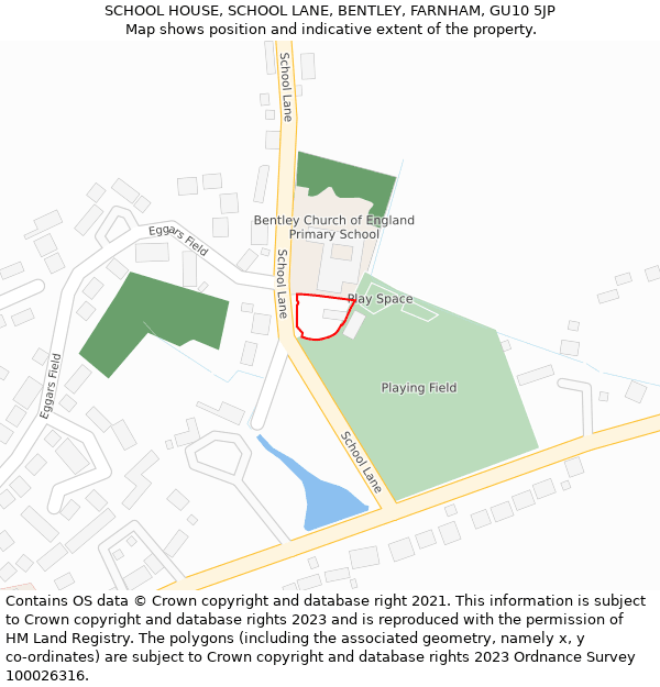 SCHOOL HOUSE, SCHOOL LANE, BENTLEY, FARNHAM, GU10 5JP: Location map and indicative extent of plot