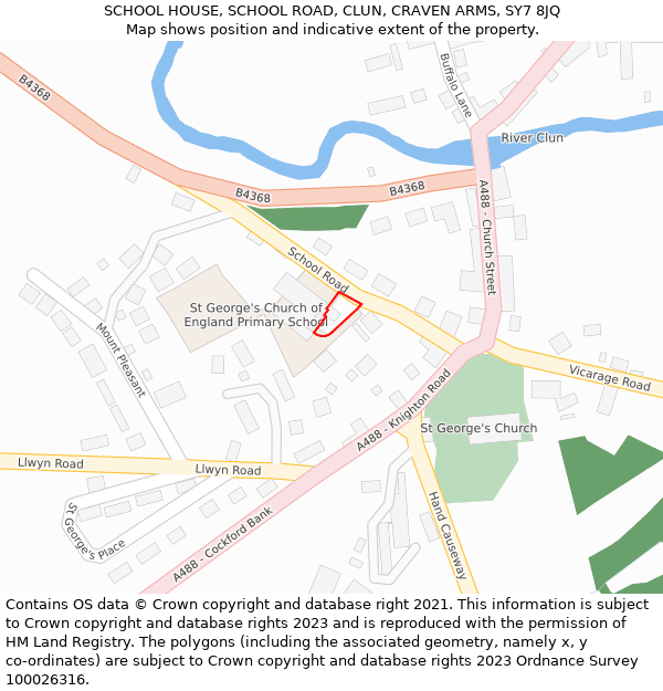 SCHOOL HOUSE, SCHOOL ROAD, CLUN, CRAVEN ARMS, SY7 8JQ: Location map and indicative extent of plot