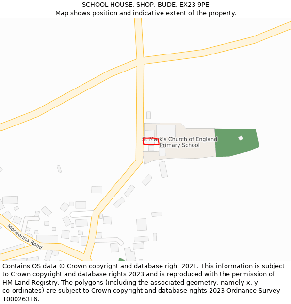 SCHOOL HOUSE, SHOP, BUDE, EX23 9PE: Location map and indicative extent of plot