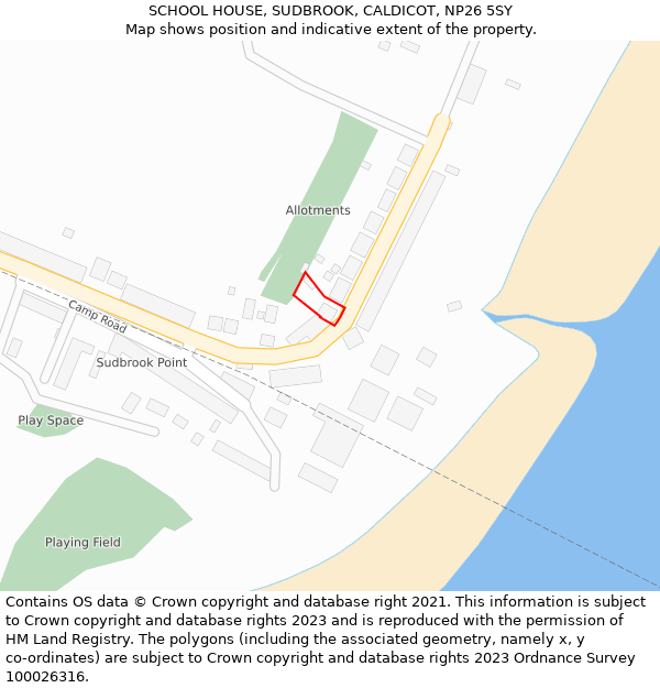 SCHOOL HOUSE, SUDBROOK, CALDICOT, NP26 5SY: Location map and indicative extent of plot