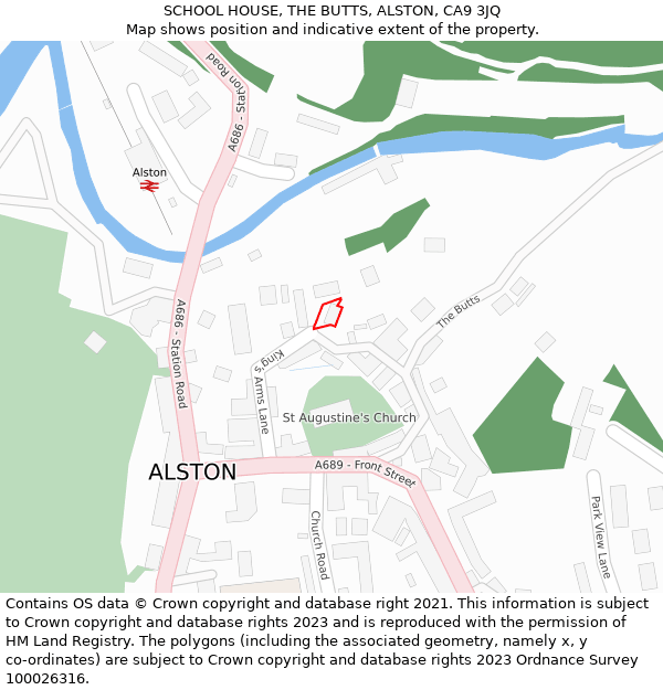 SCHOOL HOUSE, THE BUTTS, ALSTON, CA9 3JQ: Location map and indicative extent of plot