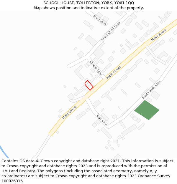 SCHOOL HOUSE, TOLLERTON, YORK, YO61 1QQ: Location map and indicative extent of plot