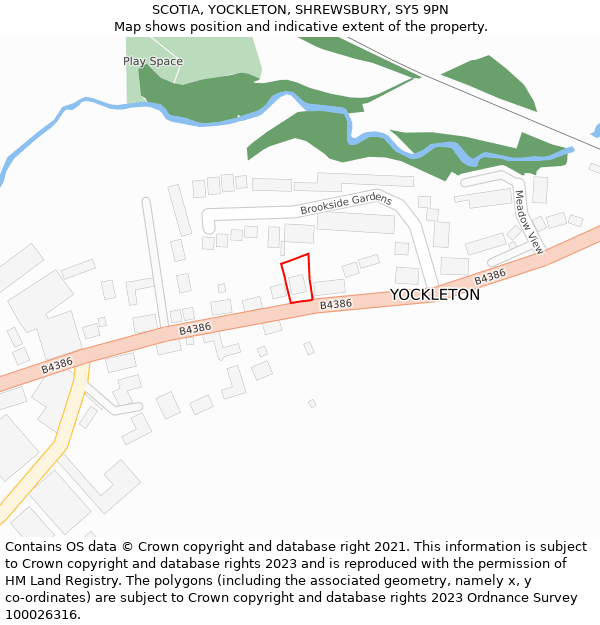 SCOTIA, YOCKLETON, SHREWSBURY, SY5 9PN: Location map and indicative extent of plot