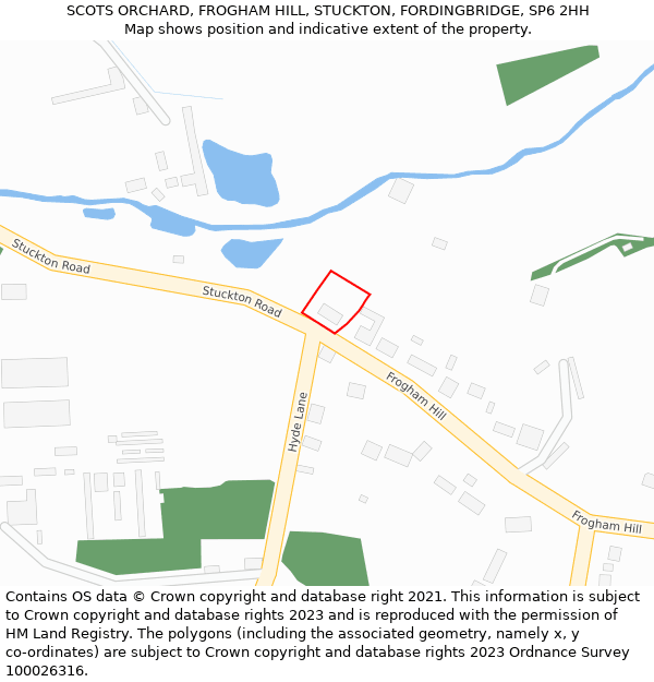 SCOTS ORCHARD, FROGHAM HILL, STUCKTON, FORDINGBRIDGE, SP6 2HH: Location map and indicative extent of plot