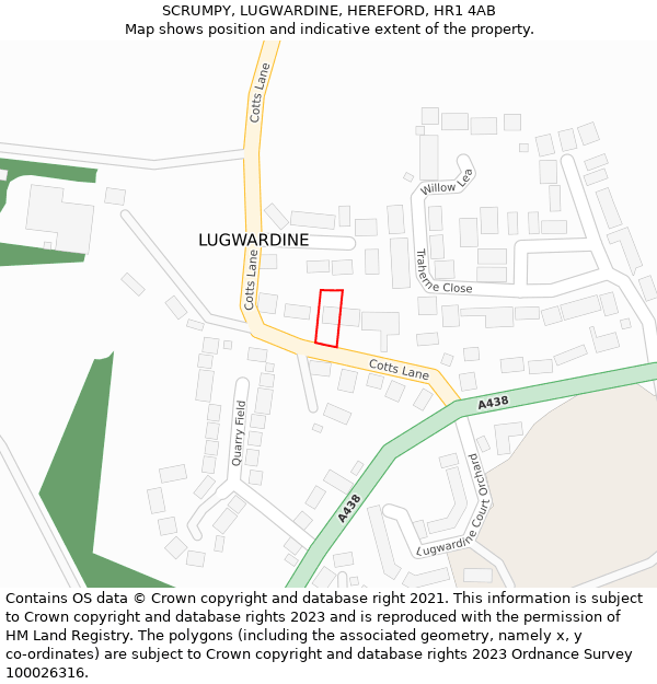 SCRUMPY, LUGWARDINE, HEREFORD, HR1 4AB: Location map and indicative extent of plot