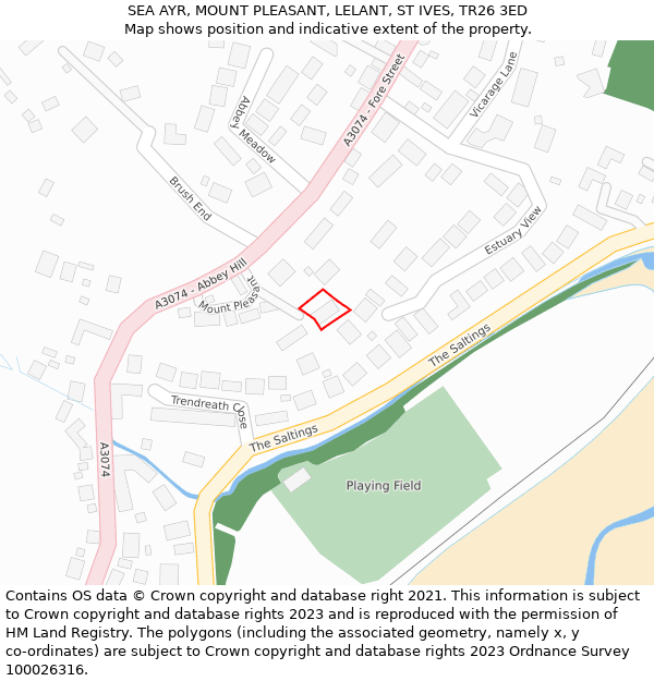 SEA AYR, MOUNT PLEASANT, LELANT, ST IVES, TR26 3ED: Location map and indicative extent of plot