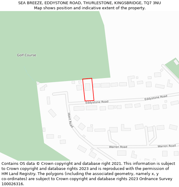 SEA BREEZE, EDDYSTONE ROAD, THURLESTONE, KINGSBRIDGE, TQ7 3NU: Location map and indicative extent of plot