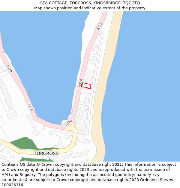 SEA COTTAGE, TORCROSS, KINGSBRIDGE, TQ7 2TQ: Location map and indicative extent of plot