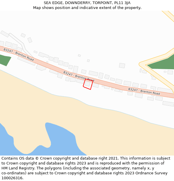 SEA EDGE, DOWNDERRY, TORPOINT, PL11 3JA: Location map and indicative extent of plot