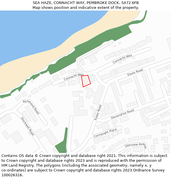 SEA HAZE, CONNACHT WAY, PEMBROKE DOCK, SA72 6FB: Location map and indicative extent of plot