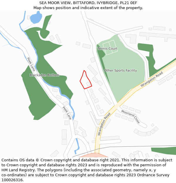 SEA MOOR VIEW, BITTAFORD, IVYBRIDGE, PL21 0EF: Location map and indicative extent of plot