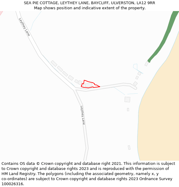 SEA PIE COTTAGE, LEYTHEY LANE, BAYCLIFF, ULVERSTON, LA12 9RR: Location map and indicative extent of plot
