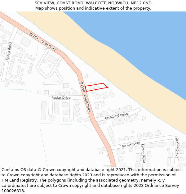 SEA VIEW, COAST ROAD, WALCOTT, NORWICH, NR12 0ND: Location map and indicative extent of plot