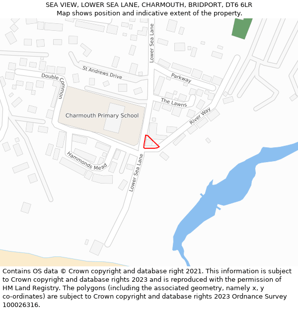 SEA VIEW, LOWER SEA LANE, CHARMOUTH, BRIDPORT, DT6 6LR: Location map and indicative extent of plot