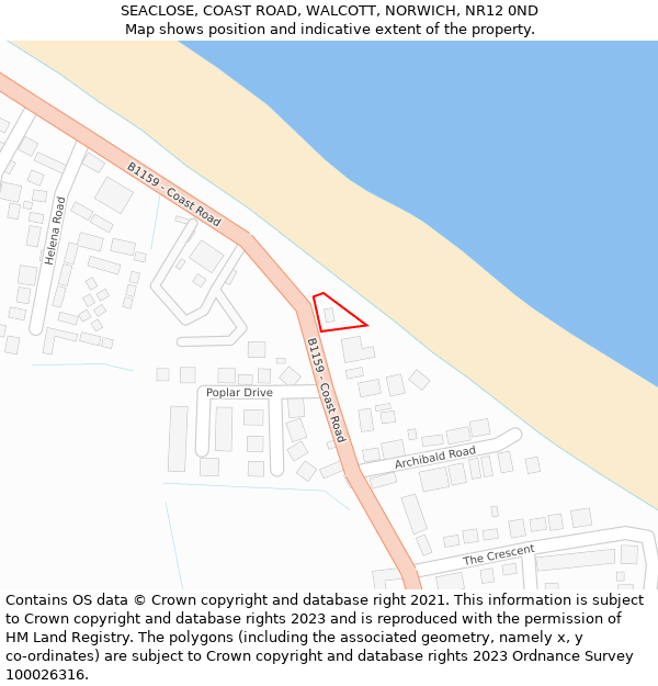 SEACLOSE, COAST ROAD, WALCOTT, NORWICH, NR12 0ND: Location map and indicative extent of plot