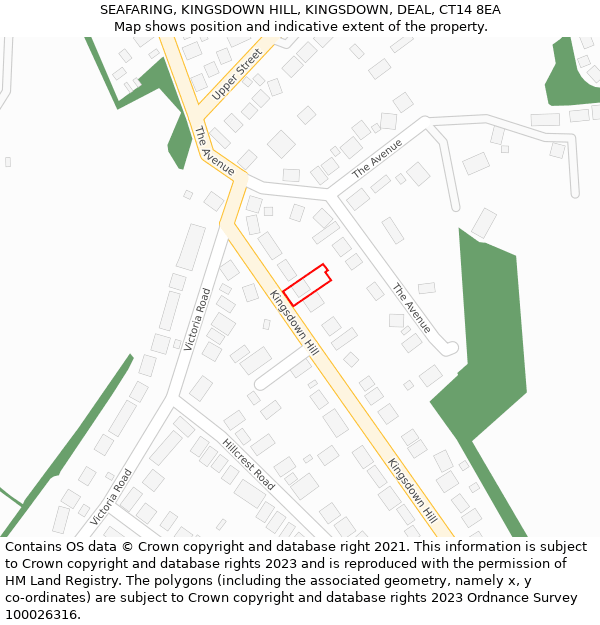 SEAFARING, KINGSDOWN HILL, KINGSDOWN, DEAL, CT14 8EA: Location map and indicative extent of plot