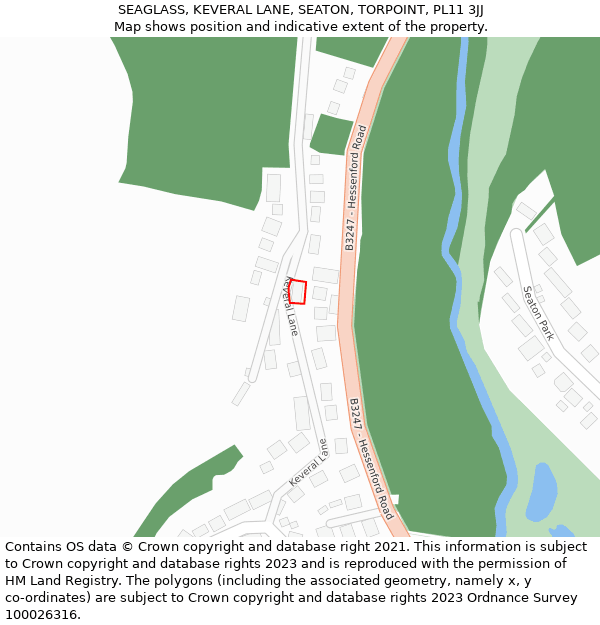 SEAGLASS, KEVERAL LANE, SEATON, TORPOINT, PL11 3JJ: Location map and indicative extent of plot