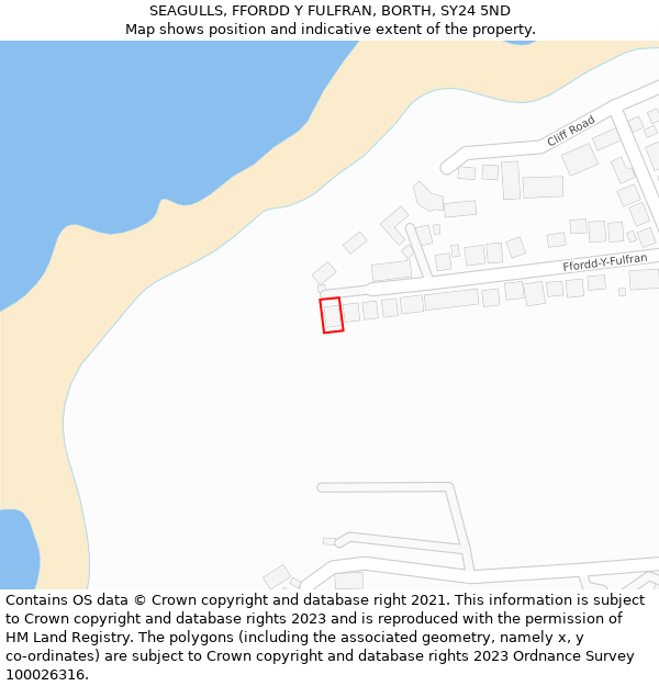 SEAGULLS, FFORDD Y FULFRAN, BORTH, SY24 5ND: Location map and indicative extent of plot