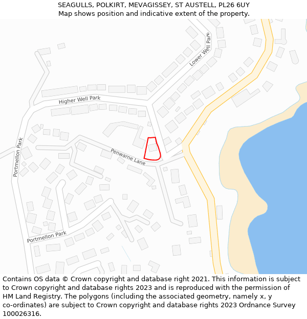 SEAGULLS, POLKIRT, MEVAGISSEY, ST AUSTELL, PL26 6UY: Location map and indicative extent of plot