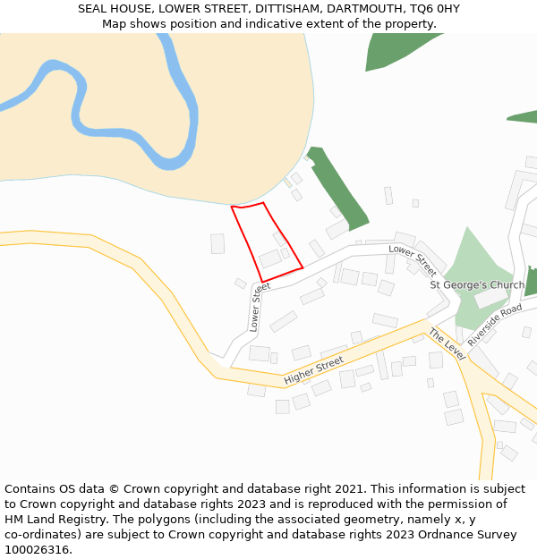 SEAL HOUSE, LOWER STREET, DITTISHAM, DARTMOUTH, TQ6 0HY: Location map and indicative extent of plot