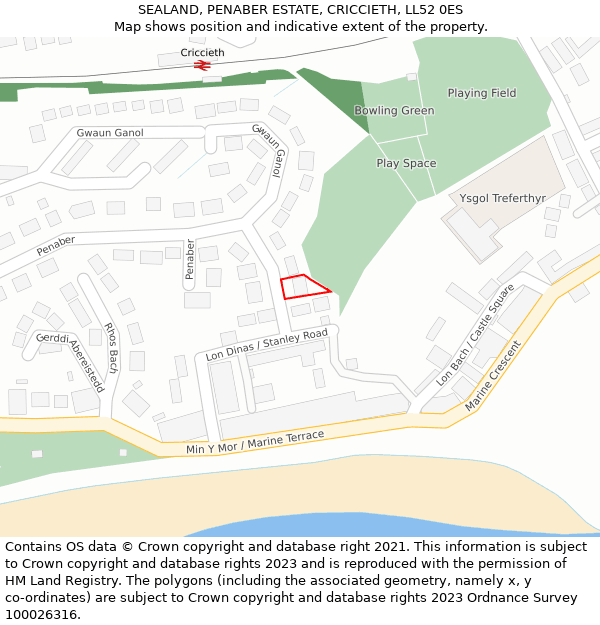 SEALAND, PENABER ESTATE, CRICCIETH, LL52 0ES: Location map and indicative extent of plot