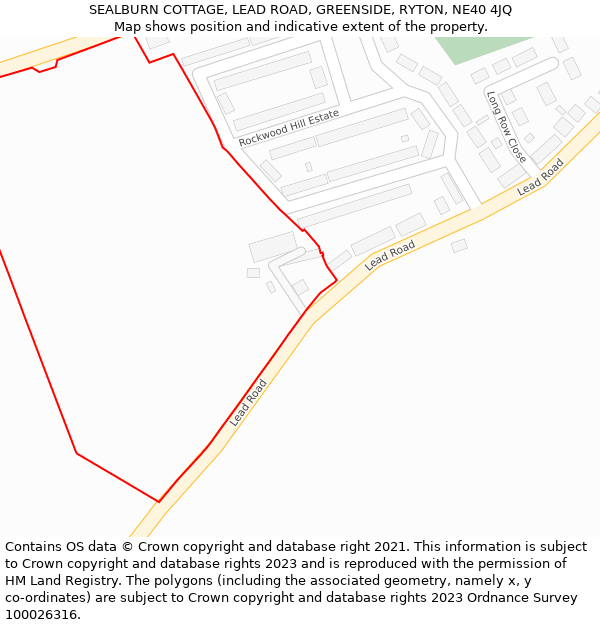 SEALBURN COTTAGE, LEAD ROAD, GREENSIDE, RYTON, NE40 4JQ: Location map and indicative extent of plot